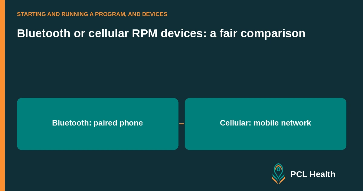 Bluetooth or cellular RPM devices: a fair comparison: Bluetooth: paired phone, Cellular: mobile network